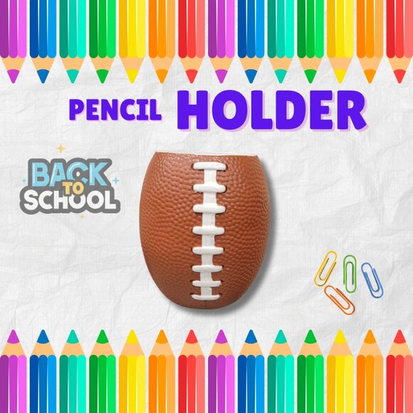 3D Printed Football Pencil Holder, Brown Desk Organizer, 5.5″ Unique Office Déc - Picture 4 of 5
